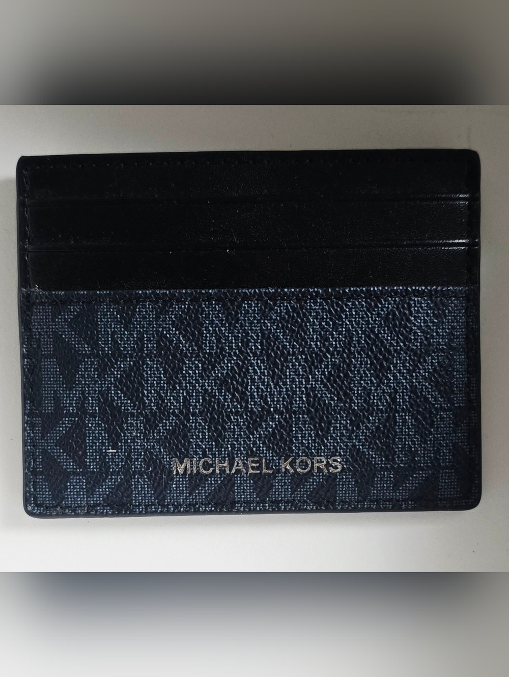 Michael Kors Navy and Black Signature MK Card Case